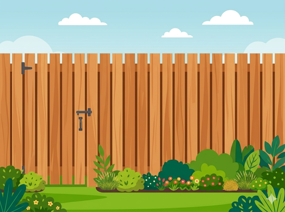 Cedar privacy fence with patio — Nanaimo